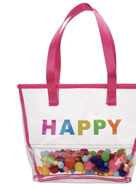 Iscream 810-1824 Happy Pom Poms Clear Tote Bag