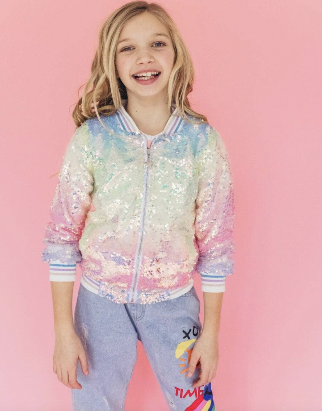 Lola and The Boys Icy Ombre Sequin Jacket