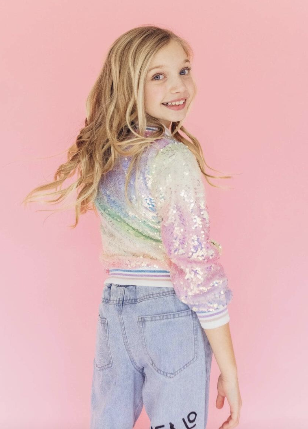 Lola and The Boys Icy Ombre Sequin Jacket