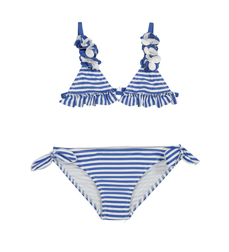 Mayoral 3790 84 3D Floral Bikini Blue/White Stripe