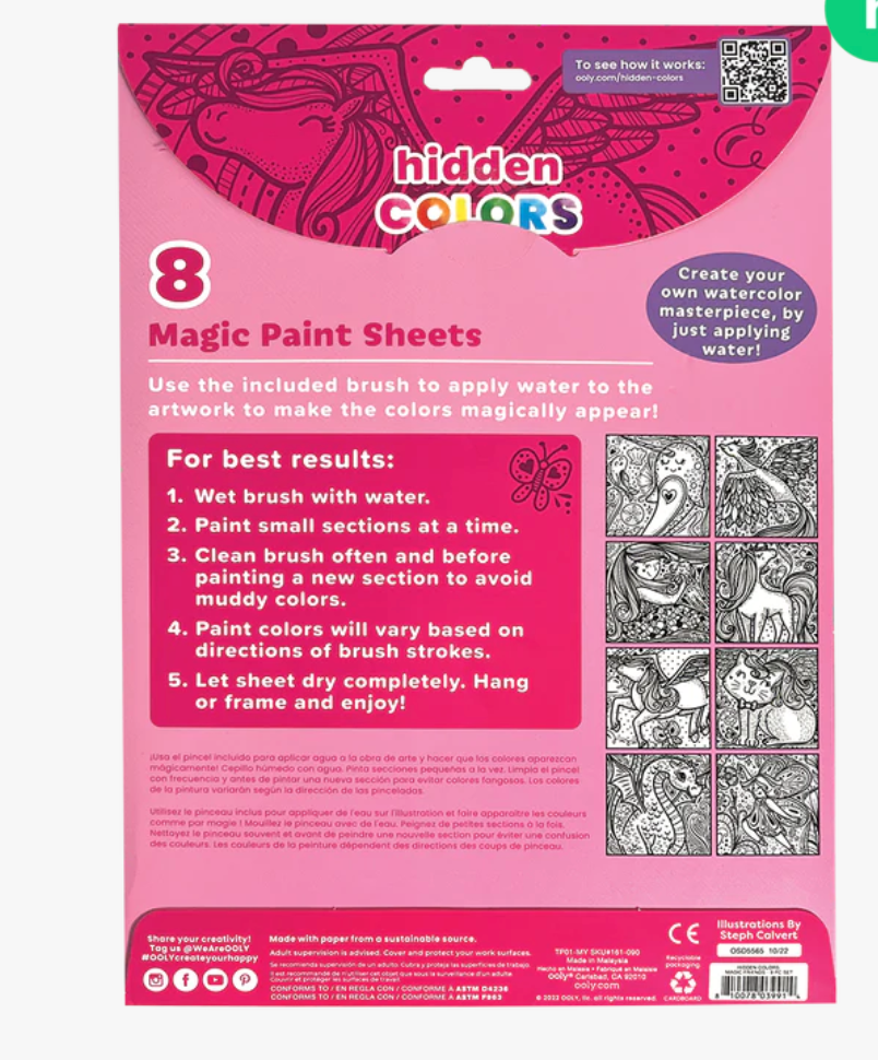 Ooly Hidden Colors Magic Paint Sheets (9 PC Set) - Magic Friends