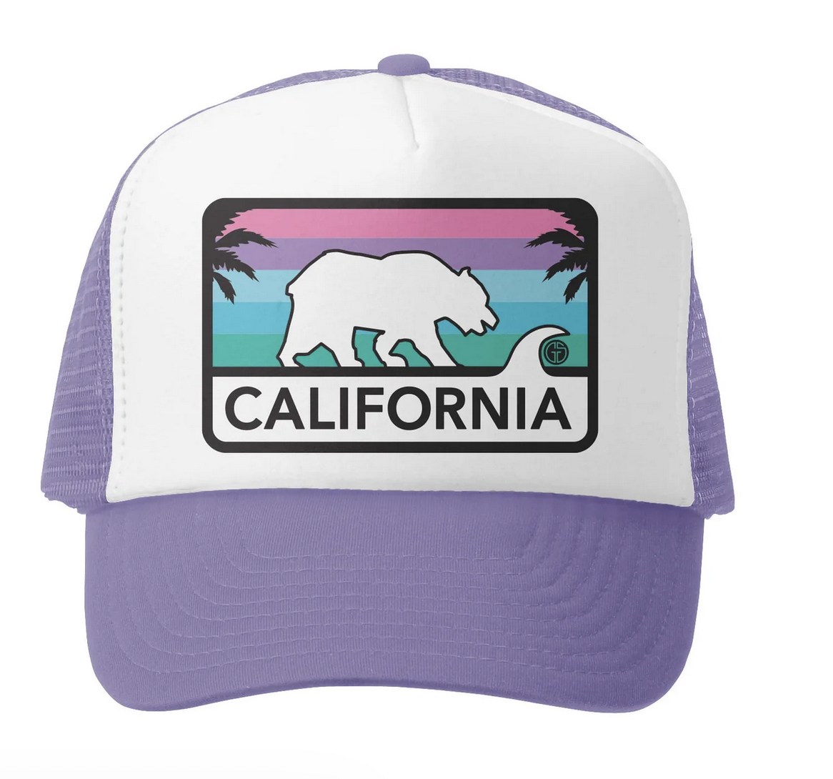 Grom Squad CA License Plate Trucker Hat Lav/White