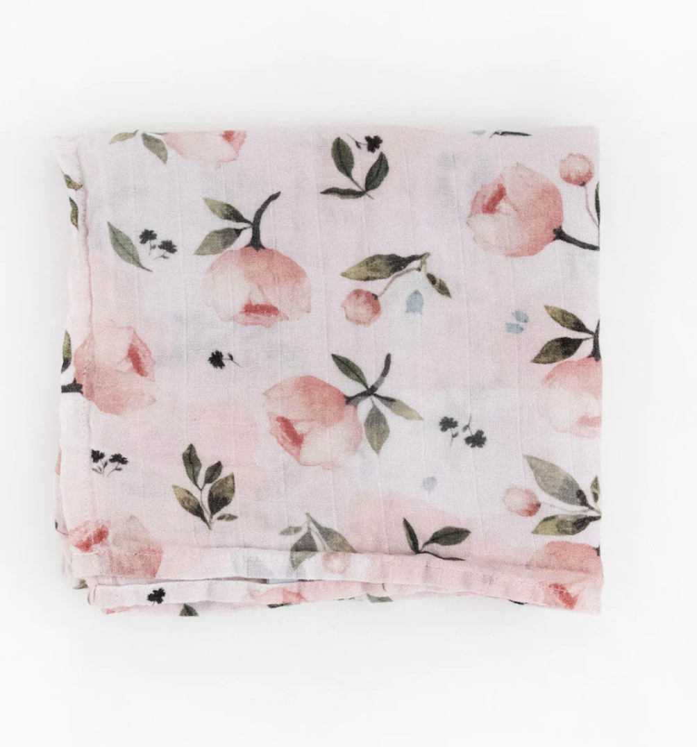 Organic Cotton Swaddle Blanket - Watercolor Floret