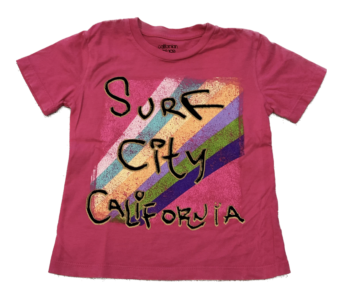 Californian Vintage S/S Tee Surf City Hot Pink