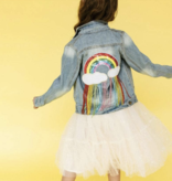 Lola and The Boys Crystal Rain Denim Jacket Fringe