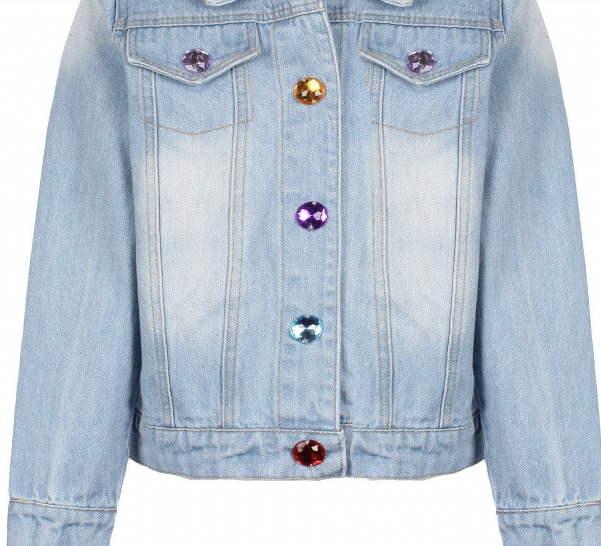 Lola and The Boys Crystal Rain Denim Jacket Fringe