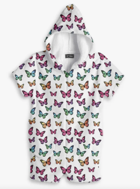 Top Trenz Rainbow Butterfly Fuzzy Romper