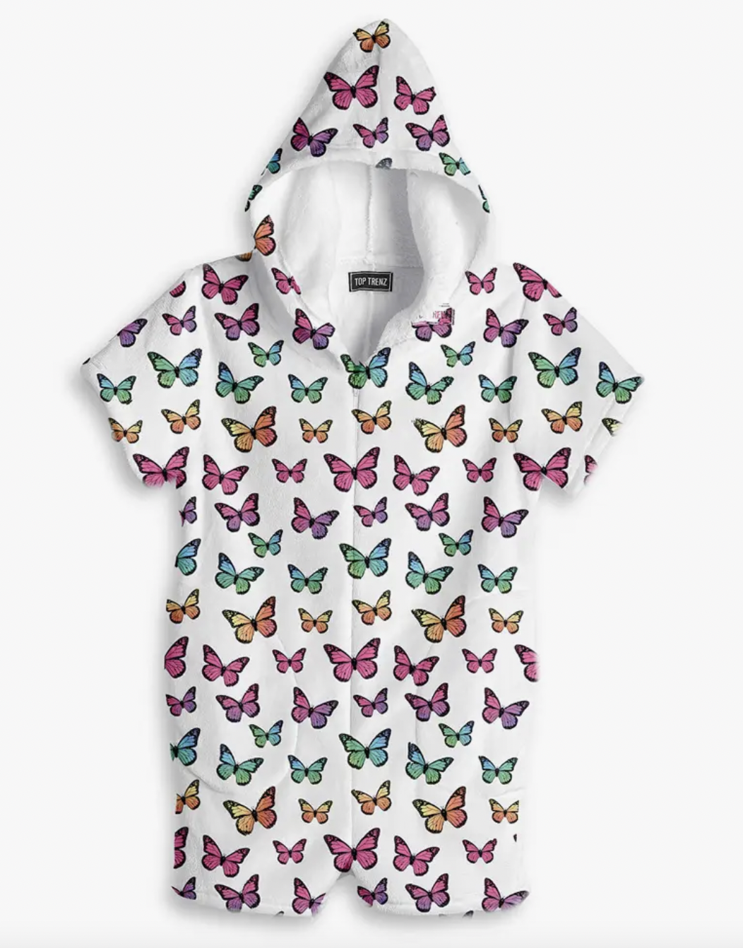 Top Trenz Rainbow Butterfly Fuzzy Romper