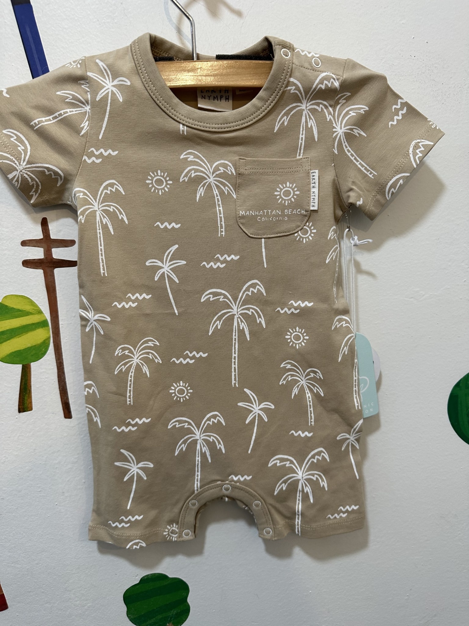 Earth Nymph BABY UNIVERSAL PLAYSUIT - PALM SCENIC