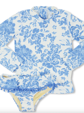 L/S Rash Set Blue Bouquet