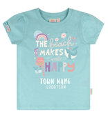 218 Girls Tee Happy Beach Aqua