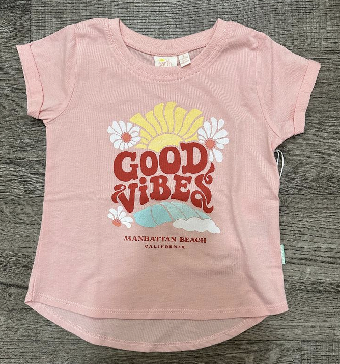 GIRLS T - GOOD VIBES FLORAL Coral