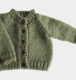 Classic Cardigan-Olive Hand Knit