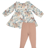 Angel Dear Painted Fall Floral Side Ruffle Tunic And Legging Multi Pink