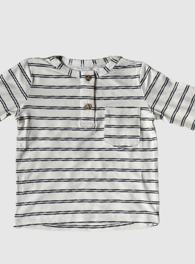 Baby Sprouts Henley Shirt in Black Stripe LAST ONE SIZE 5