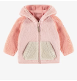 Sourismini Pink color block hooded vest in polar