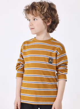 Mayoral 4019 27 L/s stripes t-shirt-Ochre