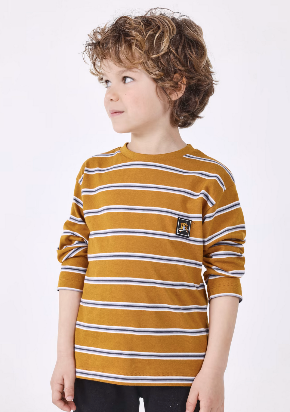 Mayoral 4019 27 L/s stripes t-shirt-Ochre