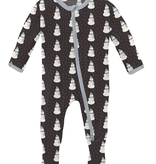 Kickee Pants Footie  2 Way Zipper -Midnight Tiny Snowman