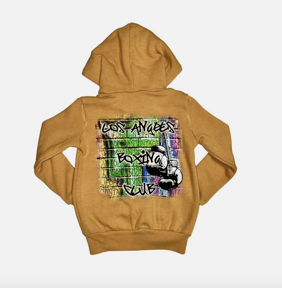 Californian Vintage Zip Hoodie Street Art Mustard B530