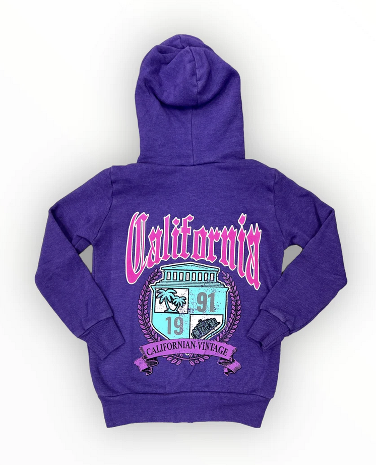 ZIP UP HOODIE UNIVERSITY M K530 PURPLE - Bella Beach Kids