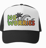 No Worries Trucker Hat, Black/White