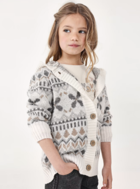 Mayoral 4312 18 Knit jacquard cardigan Chickpea