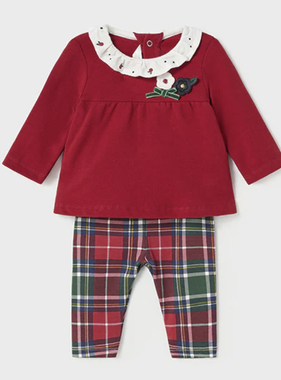 Mayoral 2757 20 Red Top/Plaid Leggings set