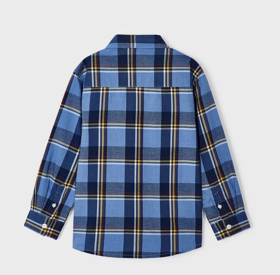 Mayoral 4111 65 L/s checked shirt-Sky