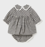Mayoral 2866 27 Gingham dress and knickers Charcoal