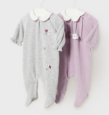 Mayoral 2736 87 2 Pcs velour onesie Petal Violet