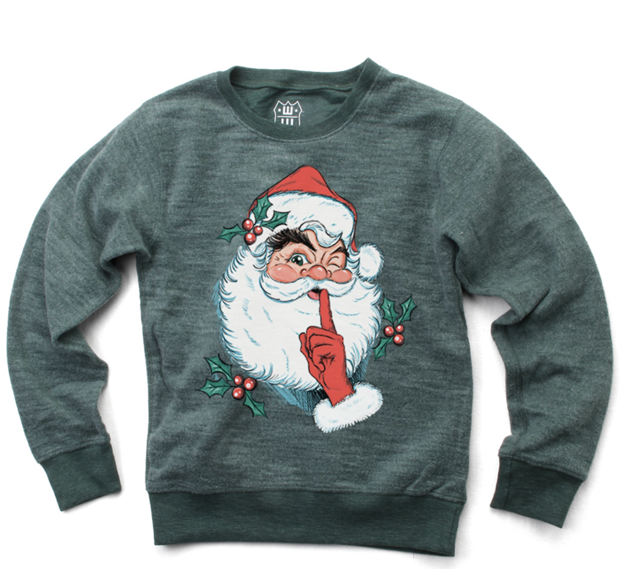 Wes And Willy Santa Reversible Crew Evergreen