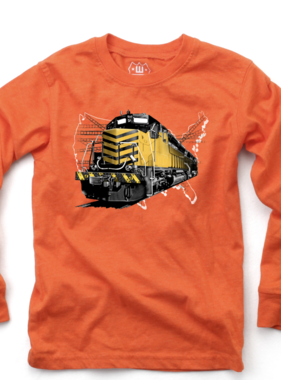 Wes And Willy Train L/S Tee Orange Crush