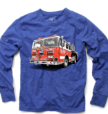 Wes And Willy Fire Truck L/S Tee-Blue