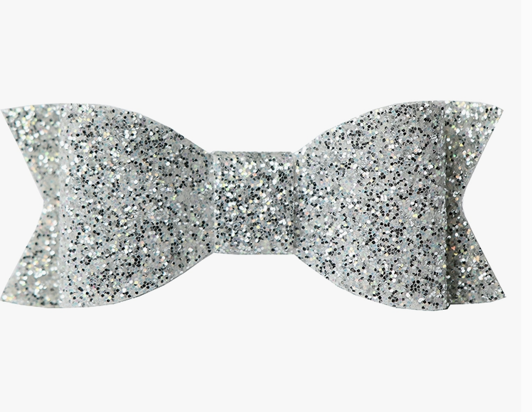 Sparkle Sisters Pastel Glitter Bow Clip  silver