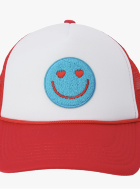 Smiley Trucker Hat  Red