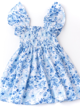 Smockd Cotton Dress-Hibiscus Rose