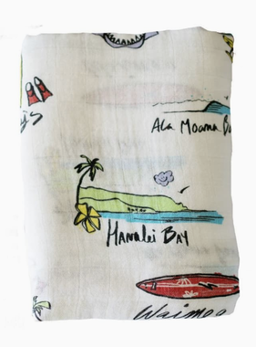 Coco Moon Surf Report Muslin Swaddle Blanket