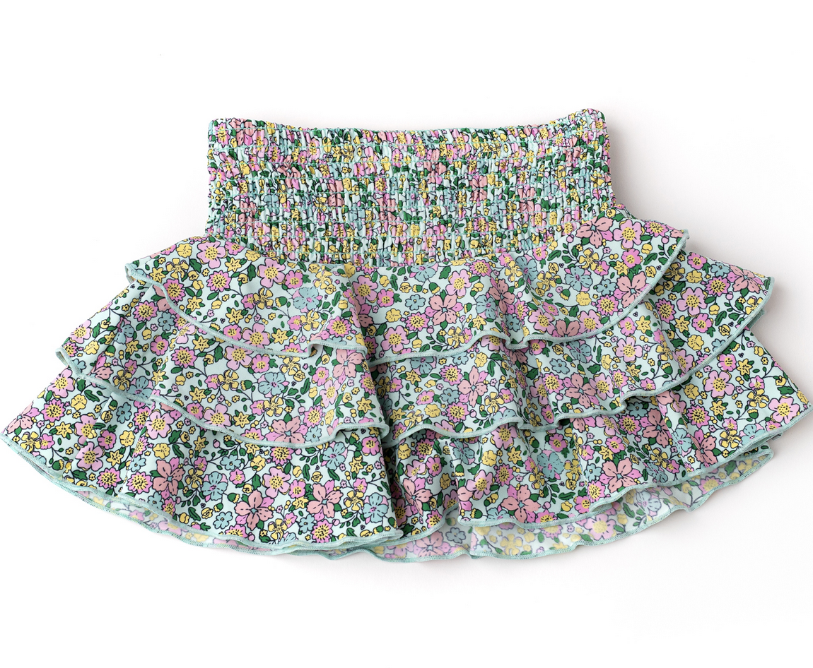 Smocked Skirt - Mint Ditsy