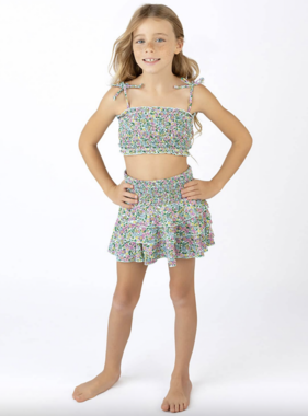 Smocked Skirt - Mint Ditsy