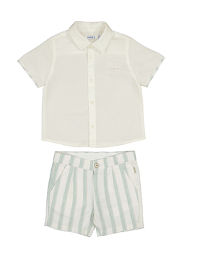 Mayoral 1248 dressy linen short set Eucalyptus