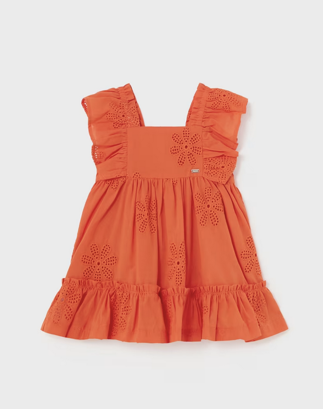 Mayoral 1913 88 Embroidered dress Tangerine