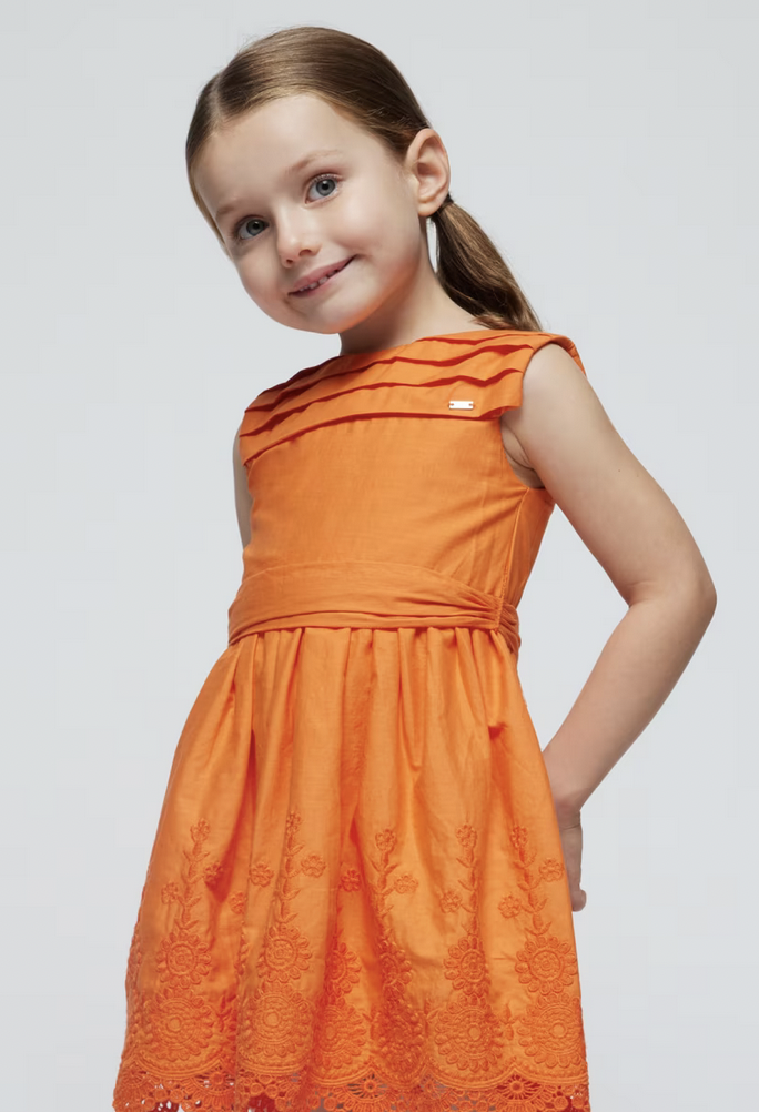 Mayoral 3917 62 Embroidered Dress Orange