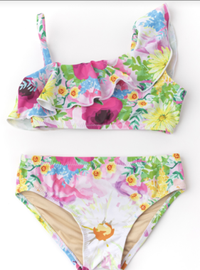 one shoulder bikini - watercolor floral