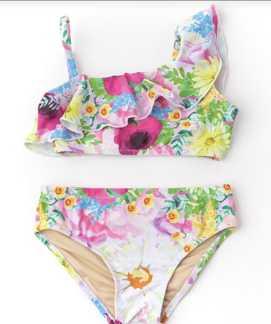 one shoulder bikini - watercolor floral