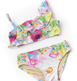 one shoulder bikini - watercolor floral