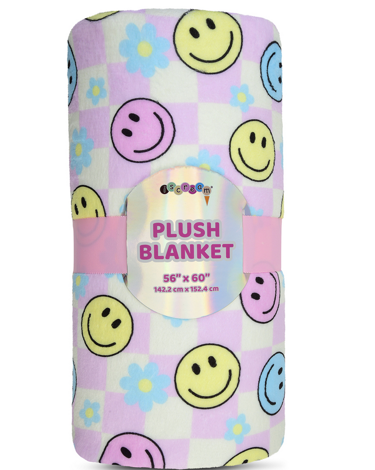 Iscream Happy Check Plush Blanket 780-4053