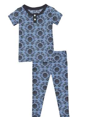Kickee Pants S/S Pajama Set-Dream Blue Four Dragon