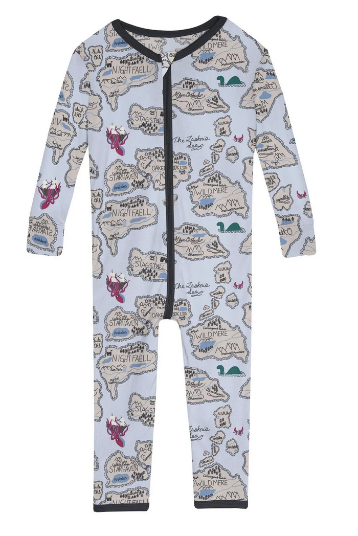 Kickee Pants Convertible Sleeper w/ Zipper-Dew Pirate Map