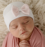 Ily Bean Hat with Mini Bow-White w Pink Bow